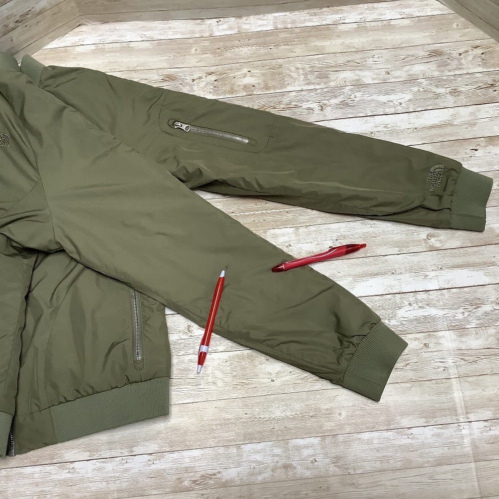 The North Face Puffer Bomber Jacket Insulated Olive Army Green M Medium - Picture 10 of 16